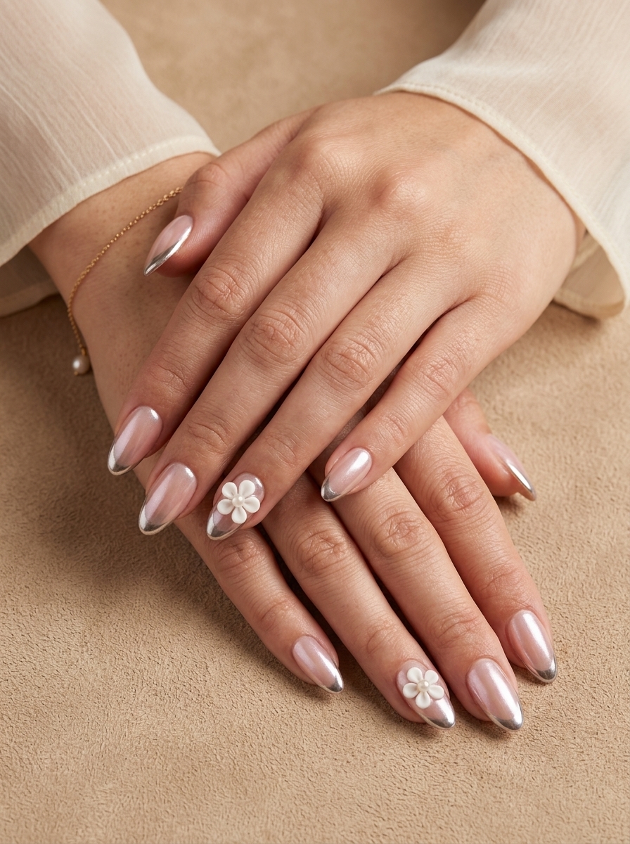 Ivory Diamond press-on nails